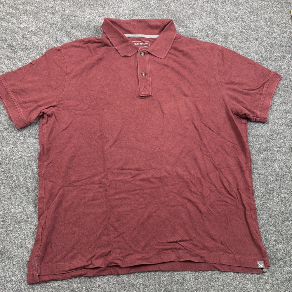 Eddie Bauer Polo Shirt Men's XL Burgundy Classic‎ Knit Casual Cotton